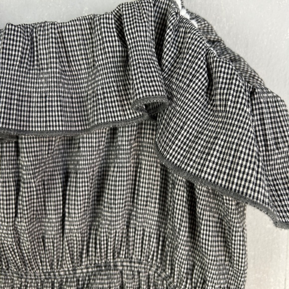 T Tahari size M ruffle tiered gingham midi dress black lined spaghetti strap - Picture 14 of 16